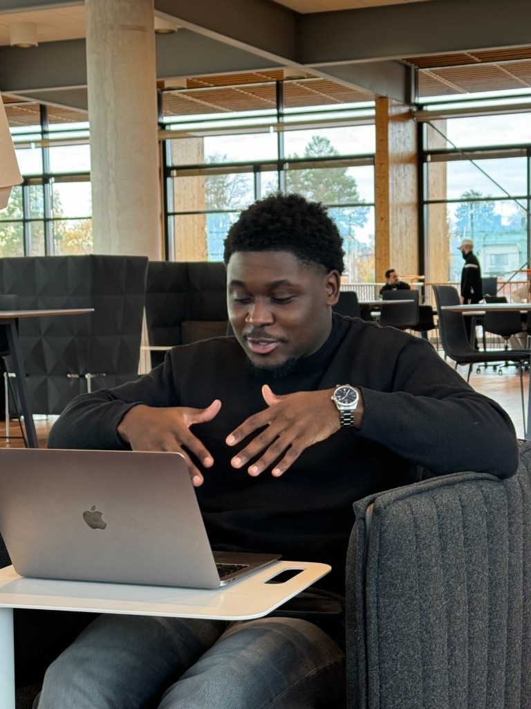 Borvali Mansanga working with analysis on laptop